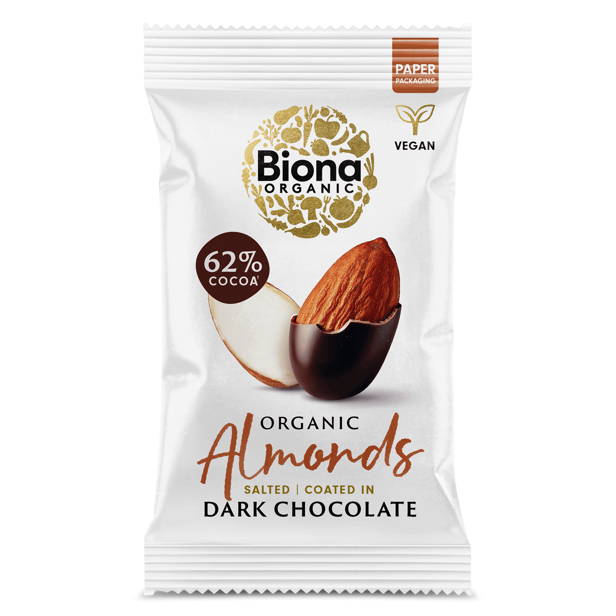 Biona Organic Almonds Salted & Coated in Dark Chocolate 30g pack