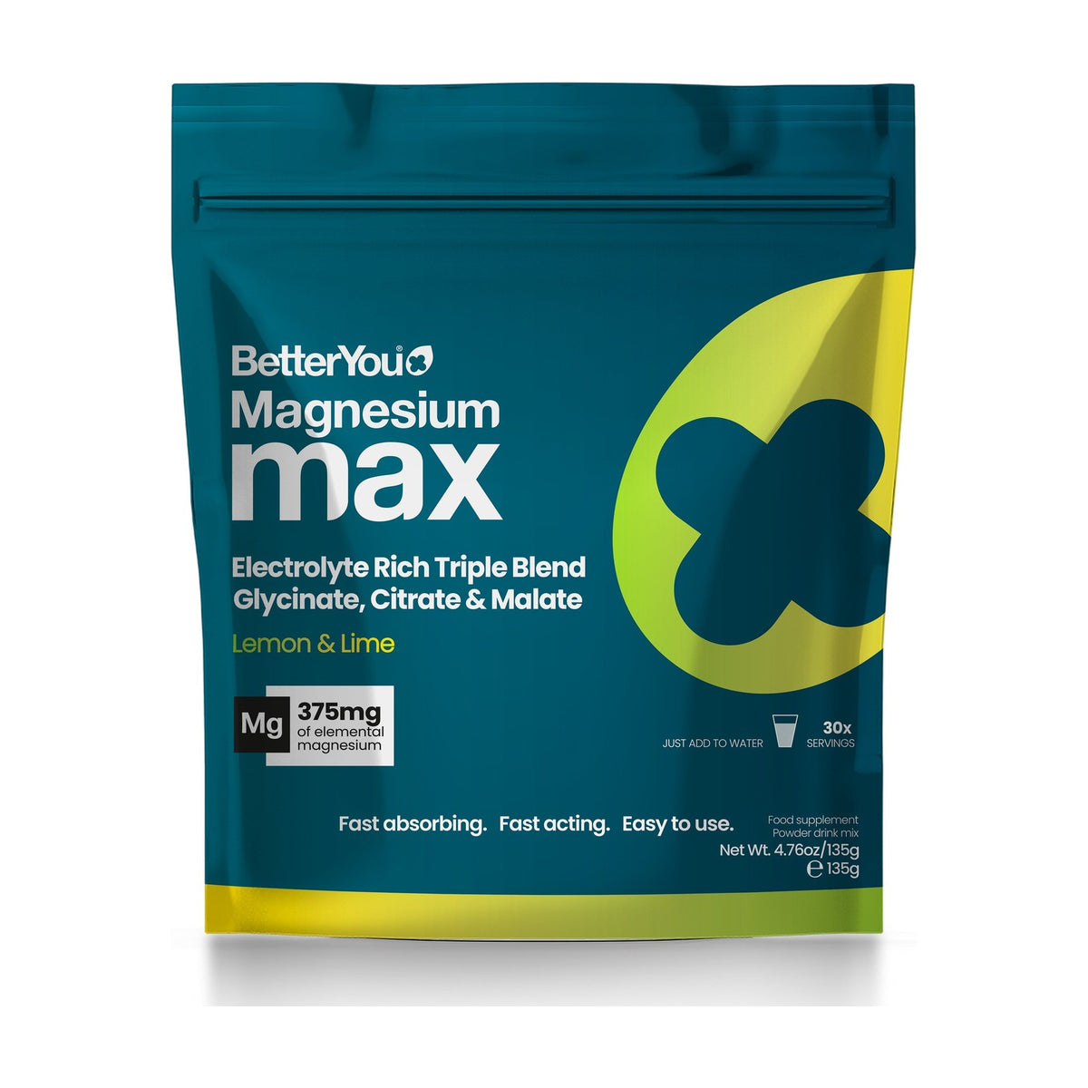 BetterYou - Magnesium Max 3-in-1 Powder Lemon & Lime (135g) pack front