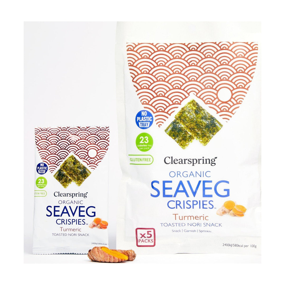Clearspring — Organic Seaveg Crispies Multipack - Turmeric (Crispy Seaweed Thins) (5 x 4g)