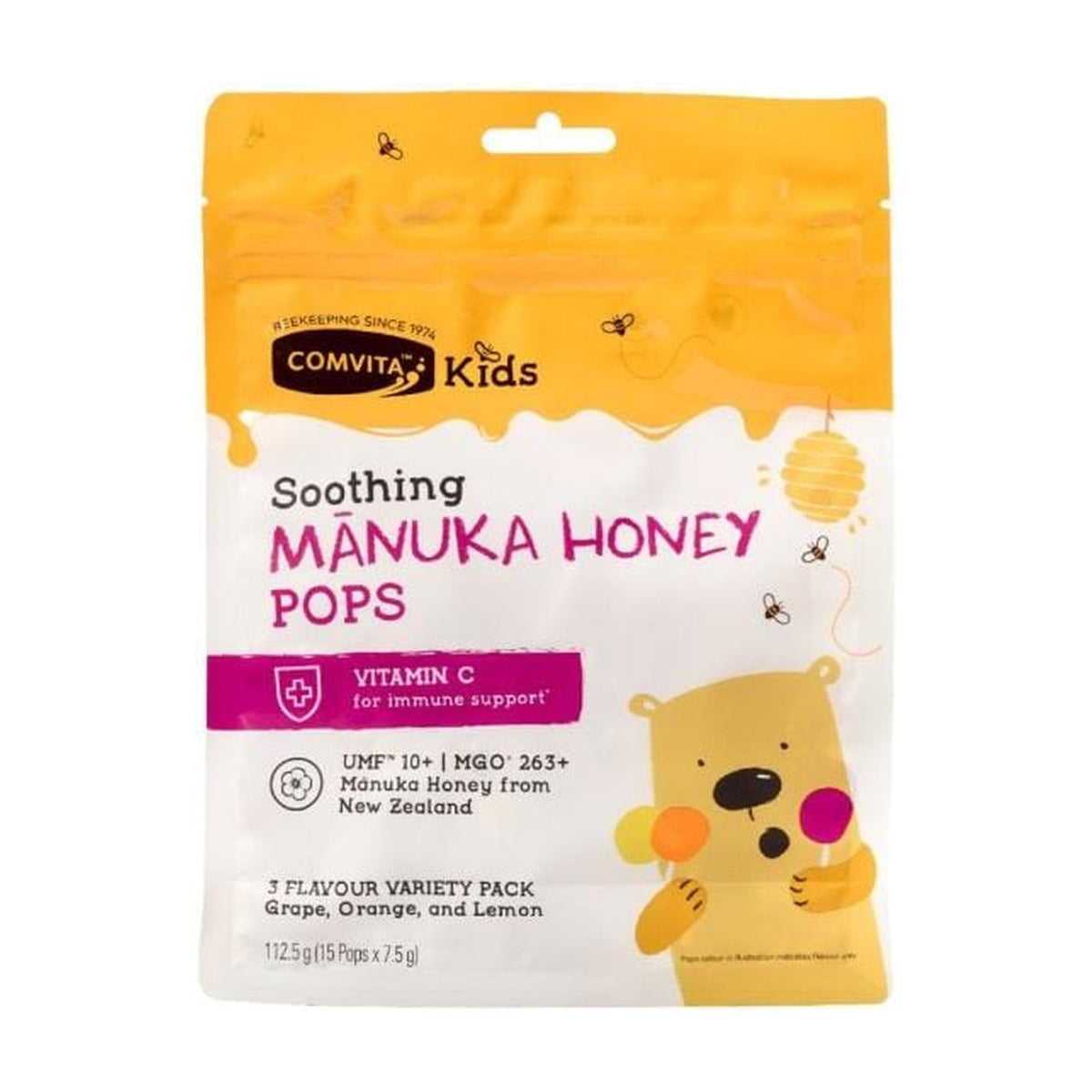 Comvita Kids Manuka Honey Pops 15 pops pack front