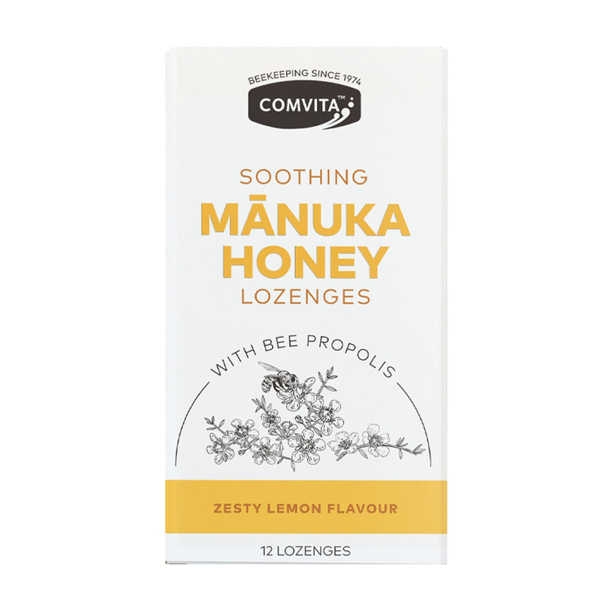 Comvita Manuka Honey Lozenges with Propolis 12 lozenges pack front
