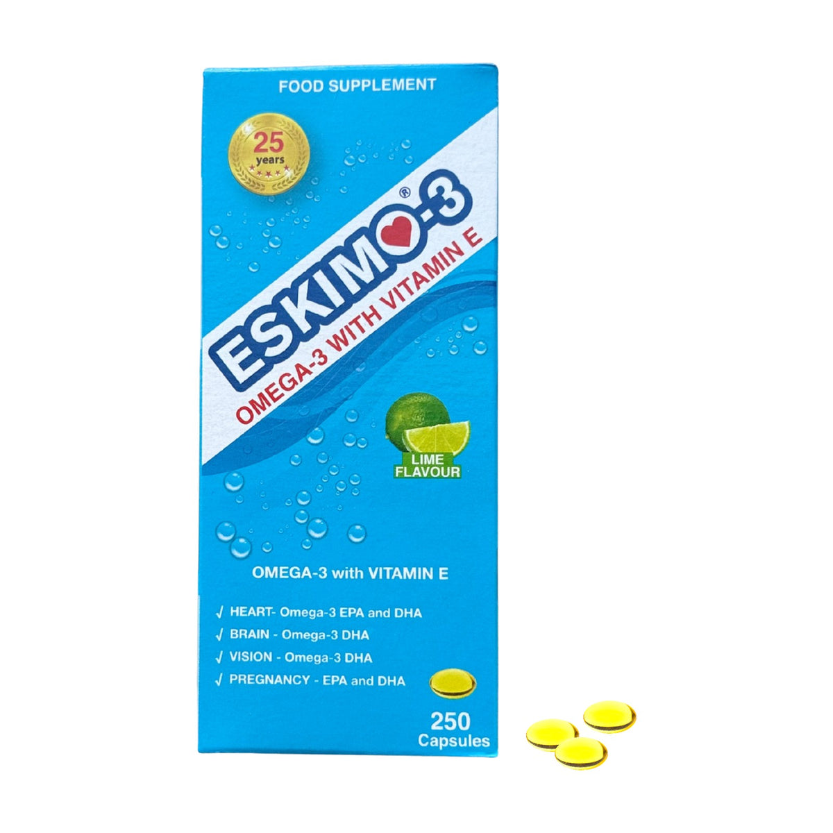 Eskimo-3 Eskimo-3 Pure + Vitamin E (250 caps) pack front