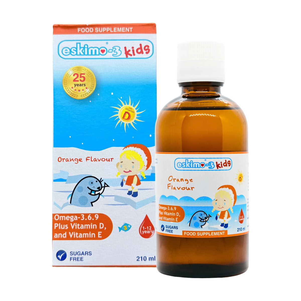 Eskimo-3 Kids Omega-3 Liquid Orange 210ml pack front