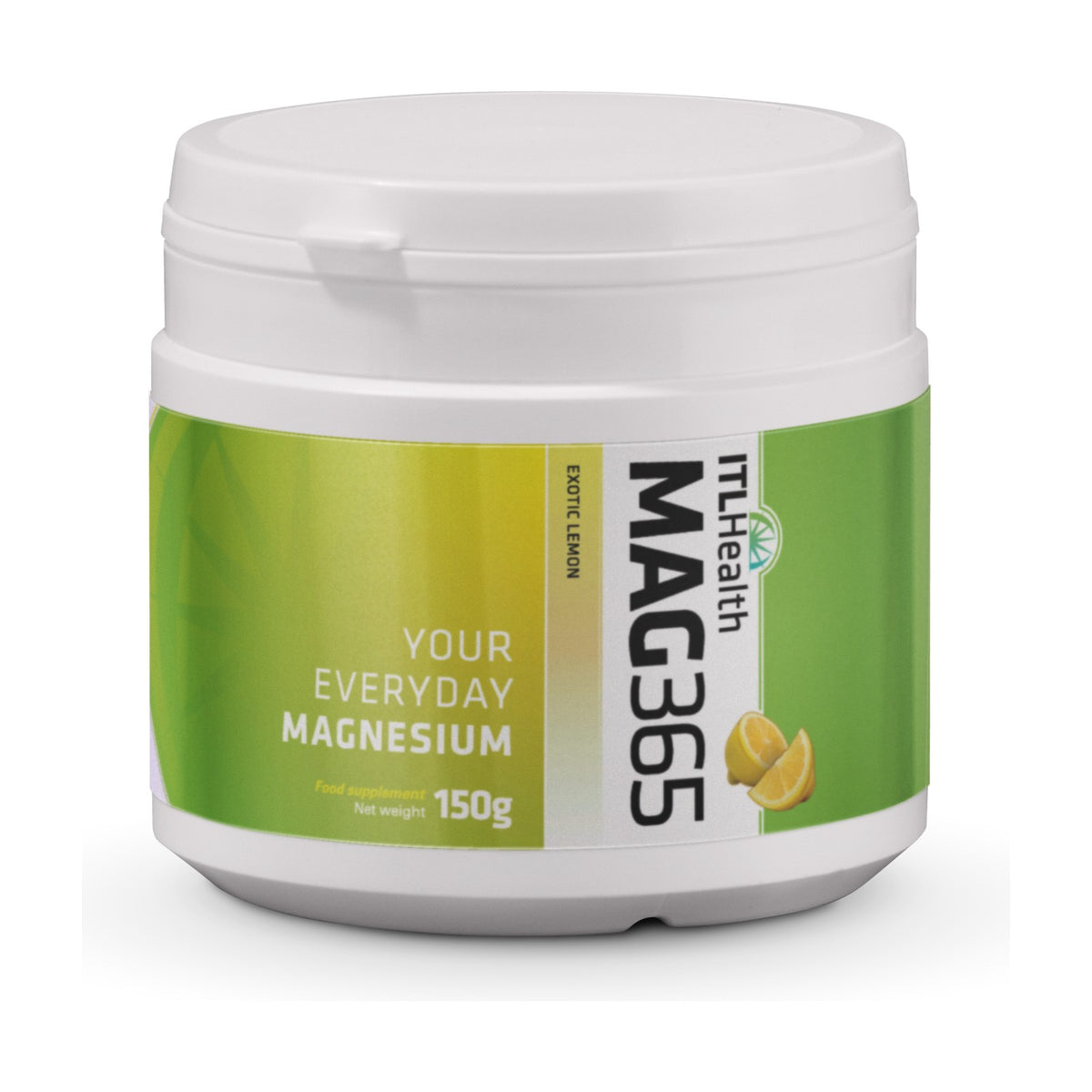 ITL Health MAG365 Magnesium Powder, Exotic Lemon (150g) pack