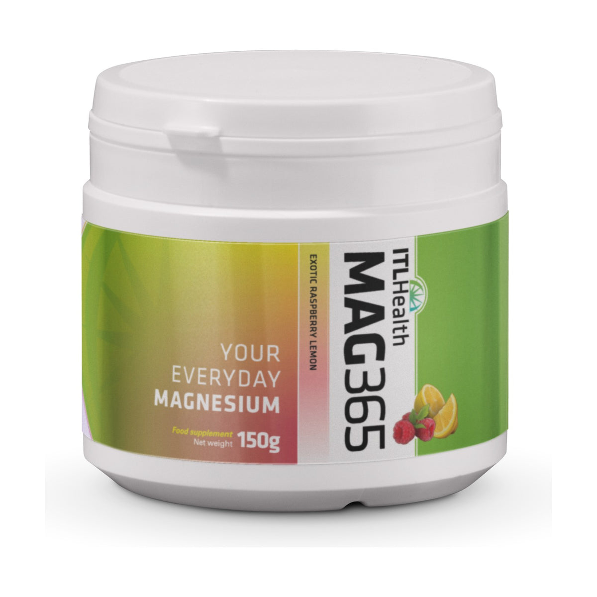 ITL Health MAG365 Magnesium Powder, Exotic Raspberry Lemon (150g) pack
