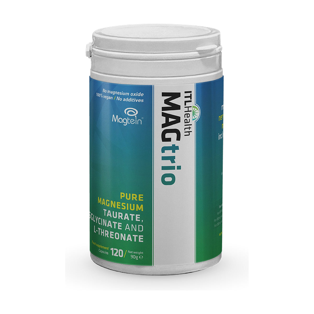 ITL Health MAGtrio Magnesium Taurate, Bisglycinate & Threonate (120 caps) pack