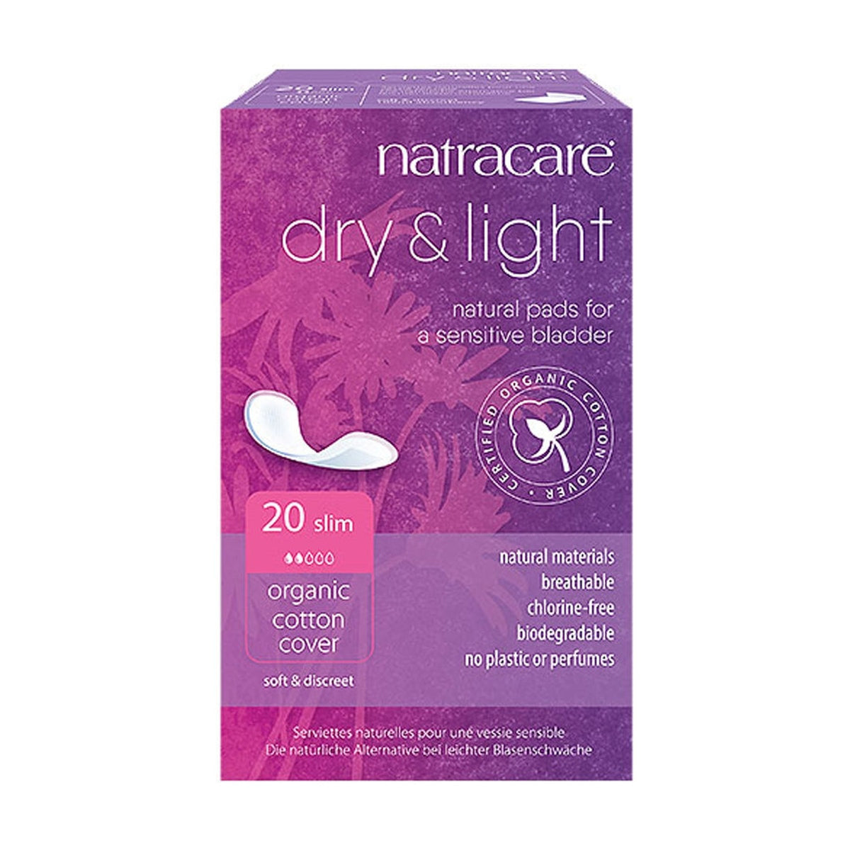 Natracare Dry & Light Slim Incontinence Pads (20 pads) pack