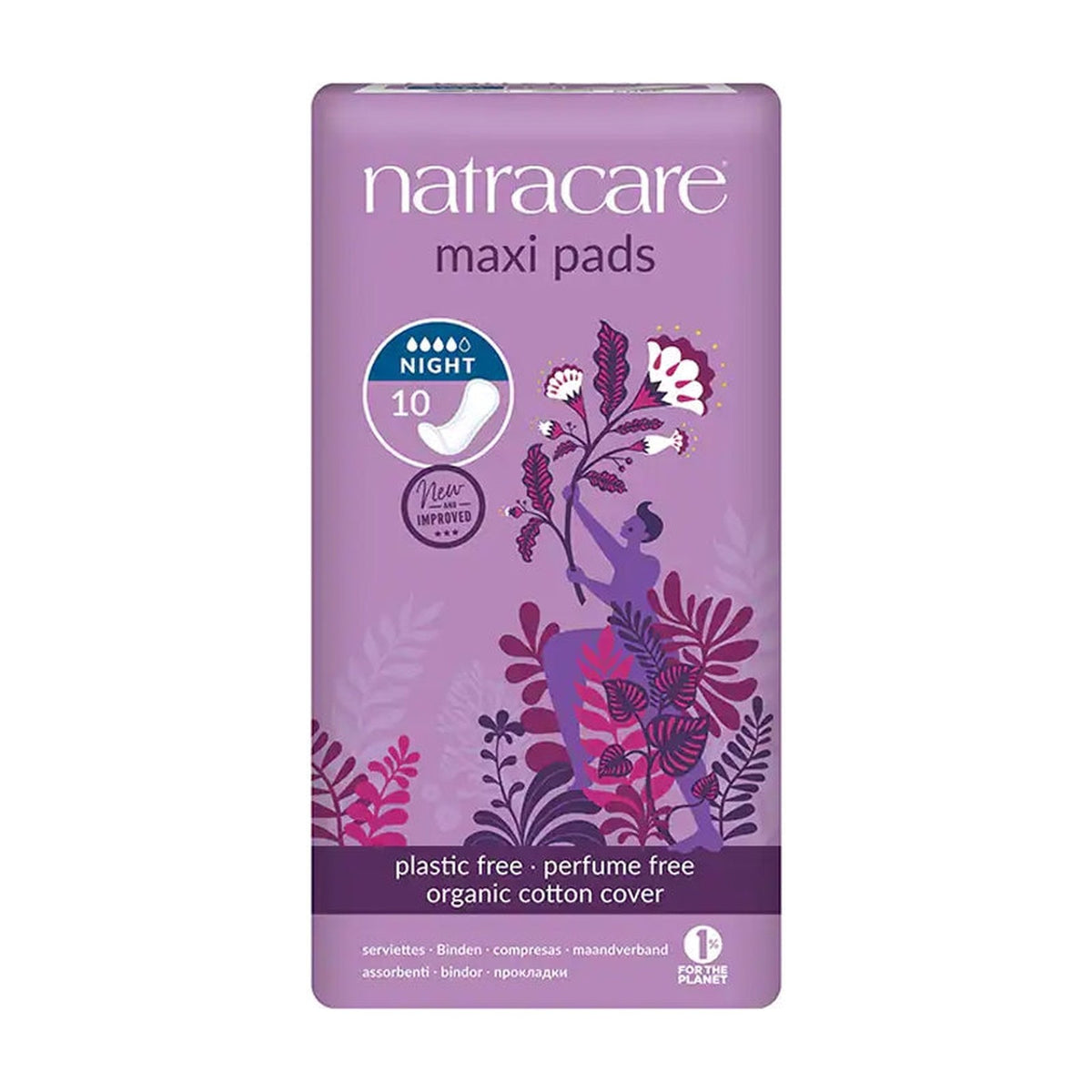 Natracare Night Time Natural Maxi Pads (10 pads) pack