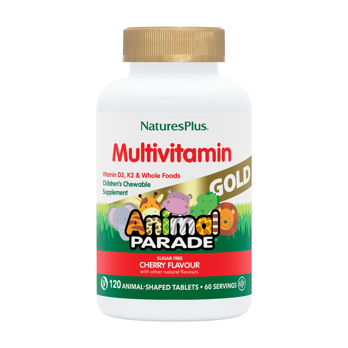 Nature's Plus Animal Parade GOLD Multivitamin, Cherry (120 chewables) pack