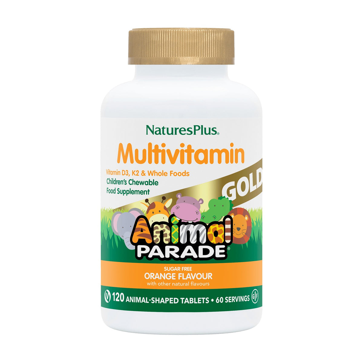 Nature's Plus Animal Parade GOLD Multivitamin, Orange (120 chewables) pack