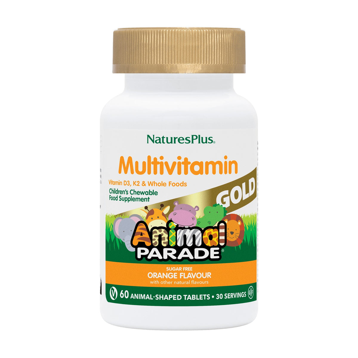 Nature's Plus Animal Parade GOLD Multivitamin, Orange (60 chewables) pack
