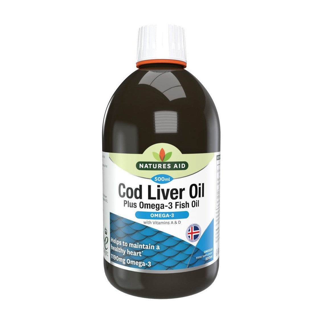 Natures Aid Cod Liver Oil Plus Omega-3 Fish Oil Liquid (500ml)