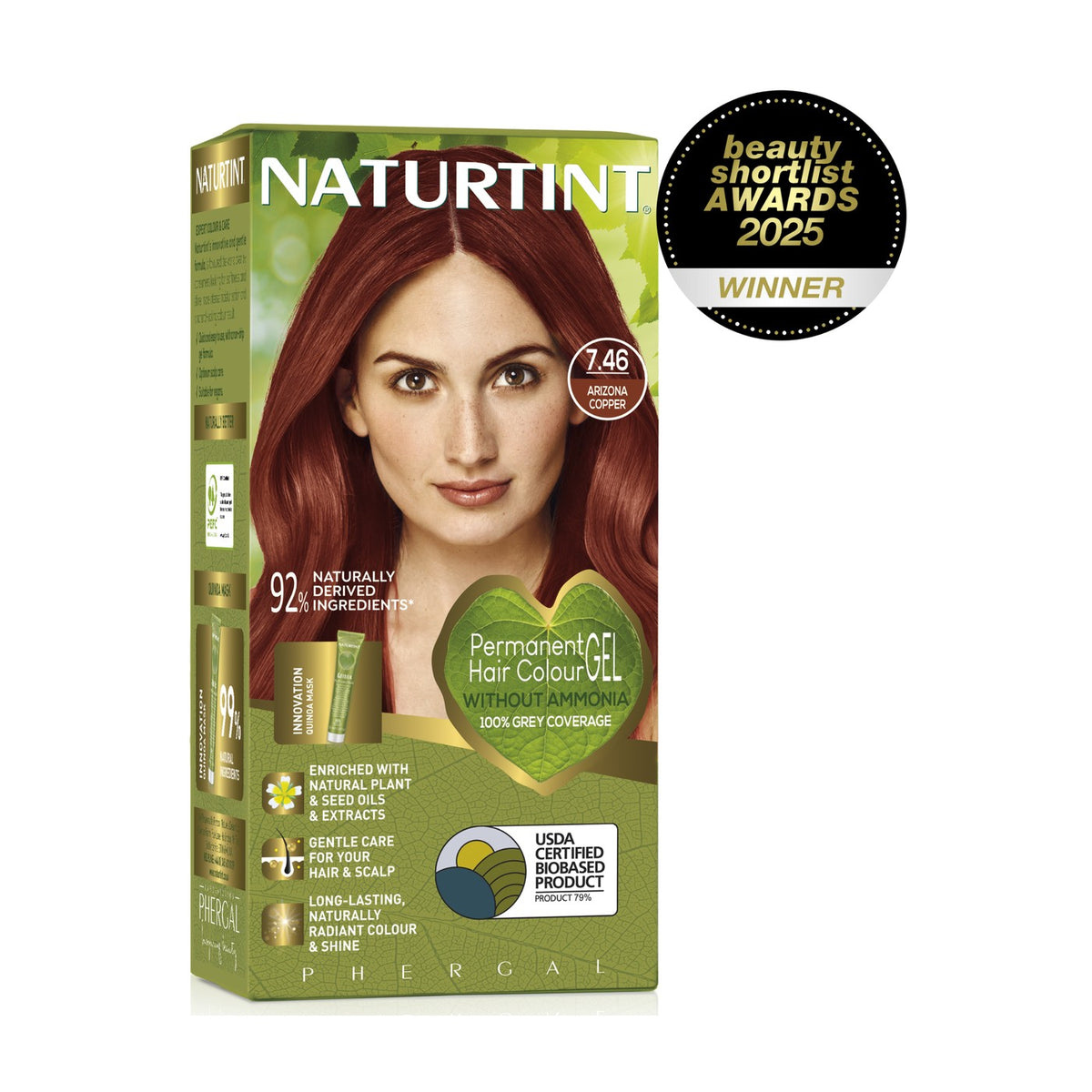 Naturtint Permanent Hair Colour Gel 7.46 Arizona Copper 170ml pack