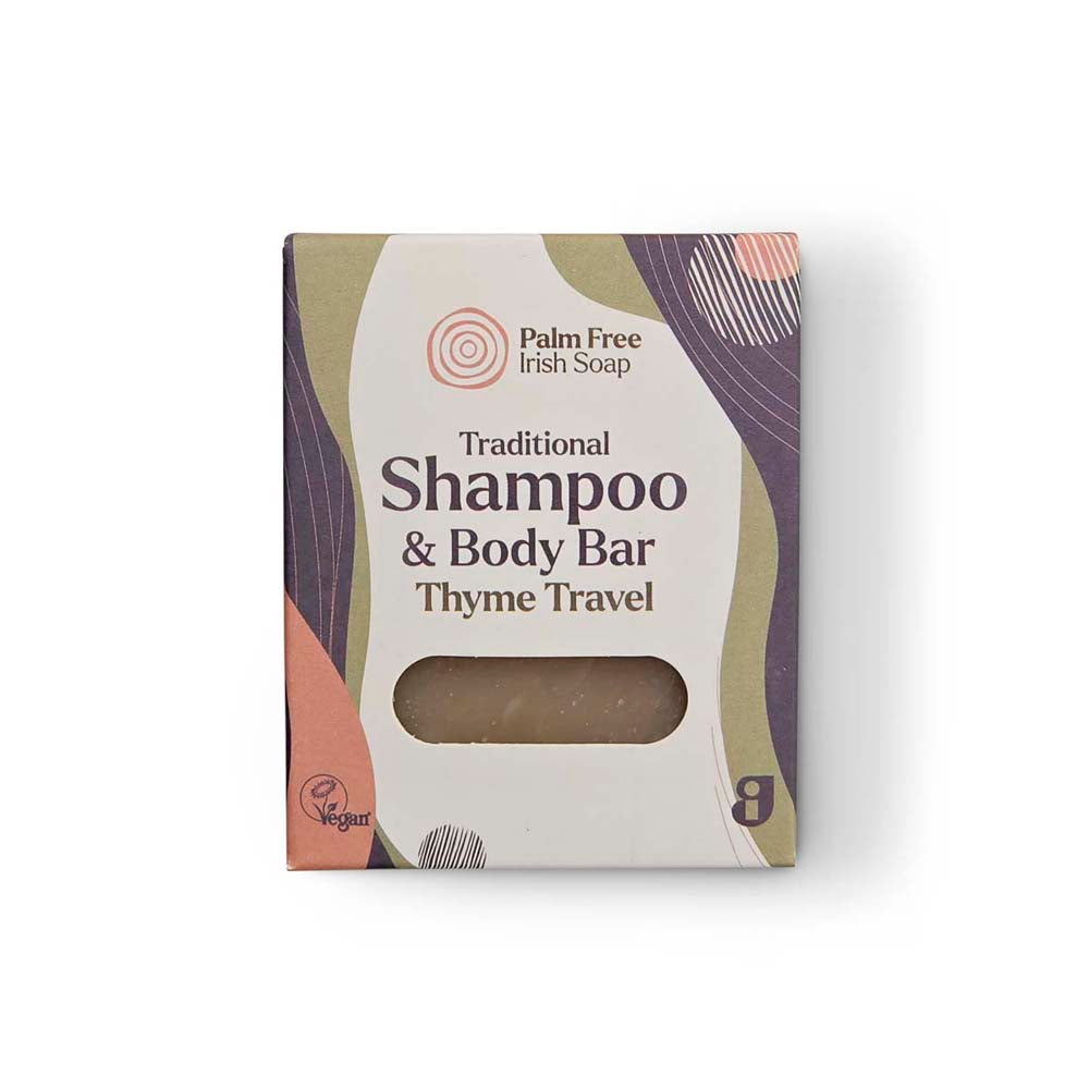 Palm Free Irish Soap — Thyme Travel Shampoo & Body Bar (90g)