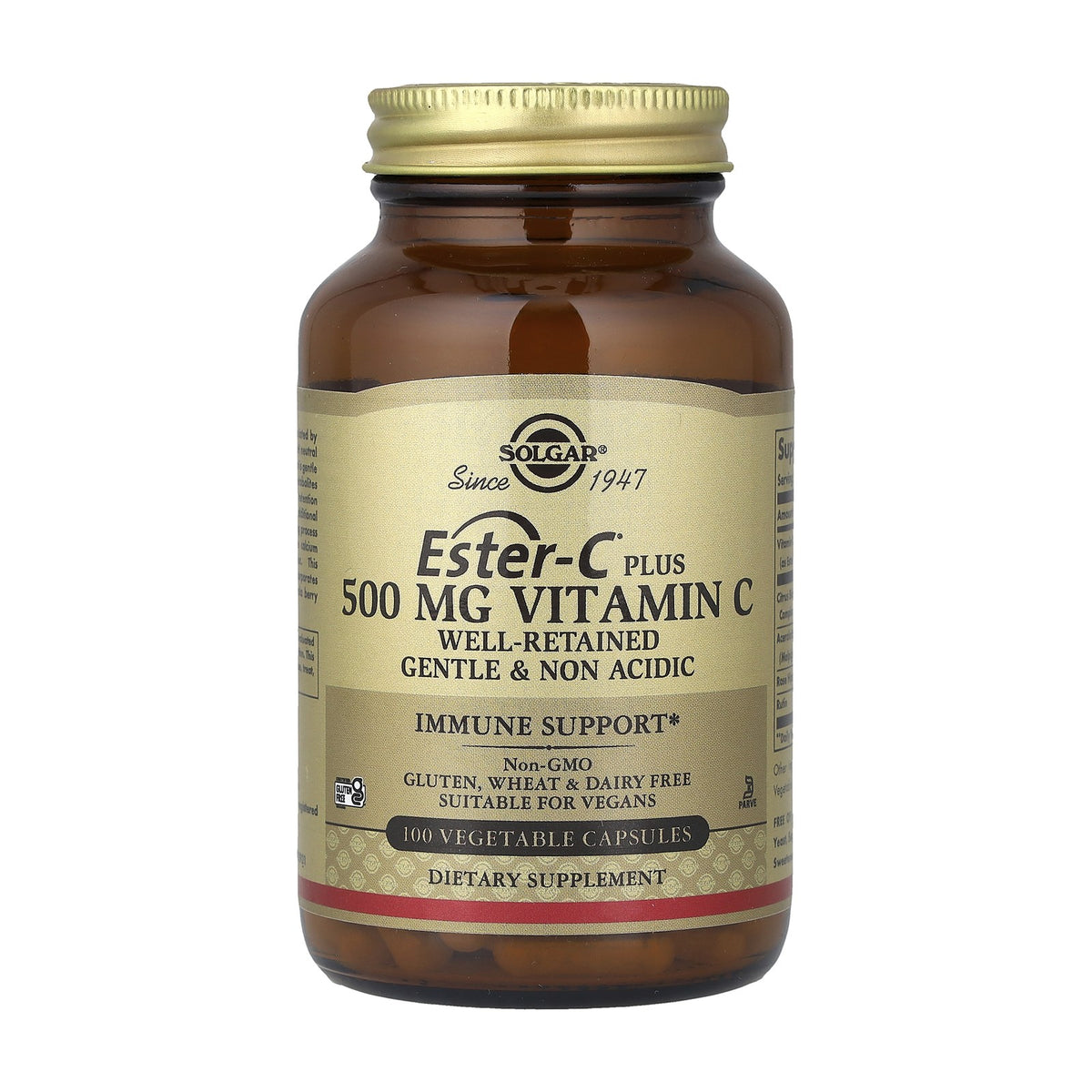Solgar Ester-C Plus 500 mg Vitamin C (100 caps) pack