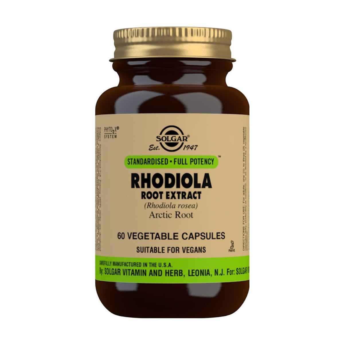Solgar Rhodiola Root Extract (60 caps) pack