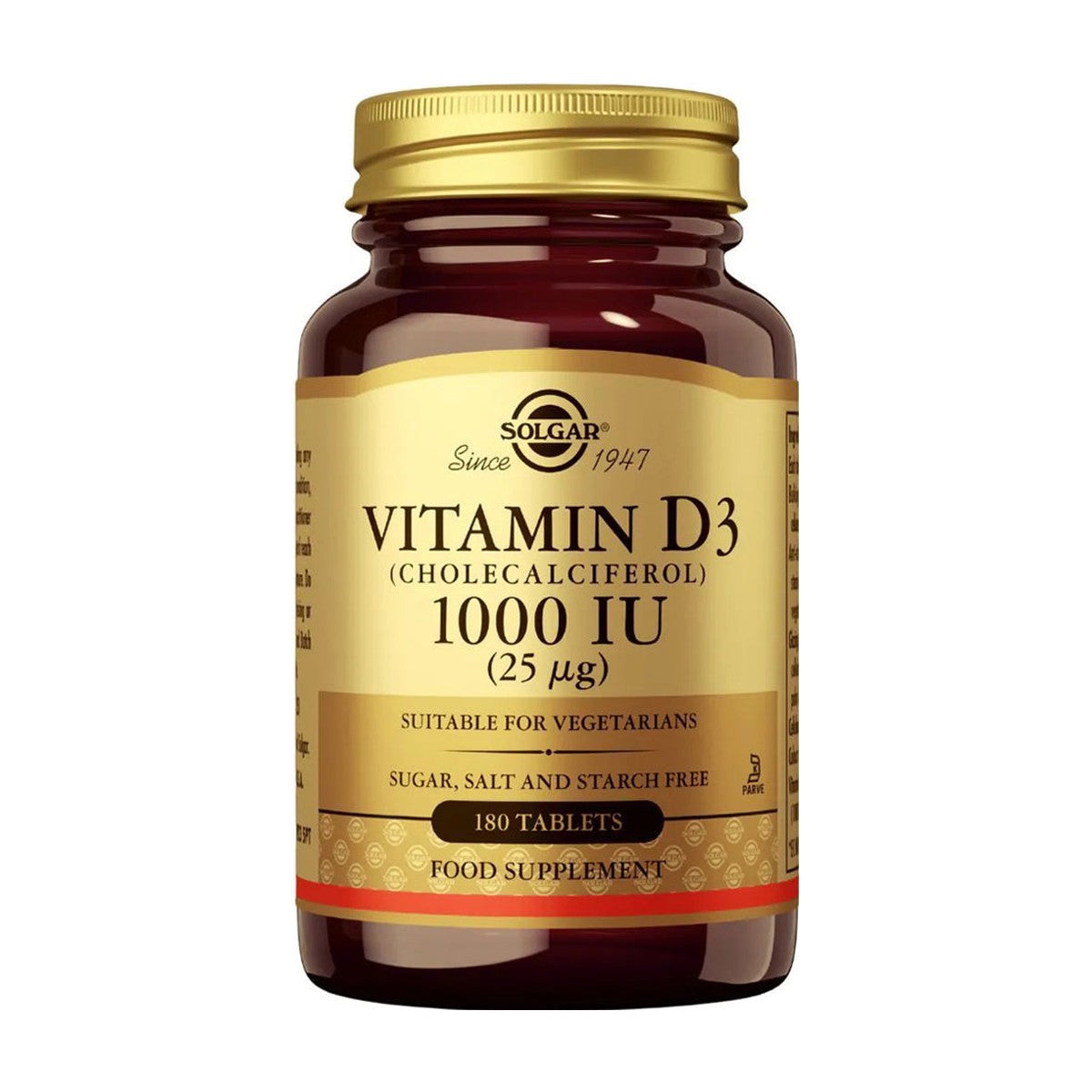 Solgar Vitamin D3 1000 IU (180 tabs) pack