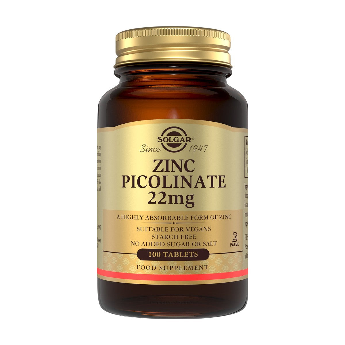Solgar Zinc Picolinate 22 mg (100 tabs) pack