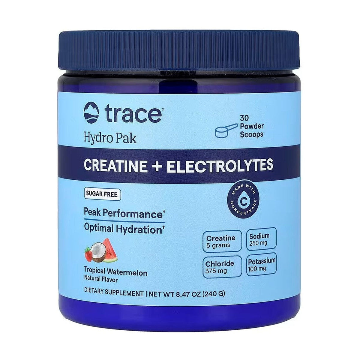 Trace Minerals - Hydro Pak Creatine + Electrolytes, Tropical Watermelon (240g) pack front