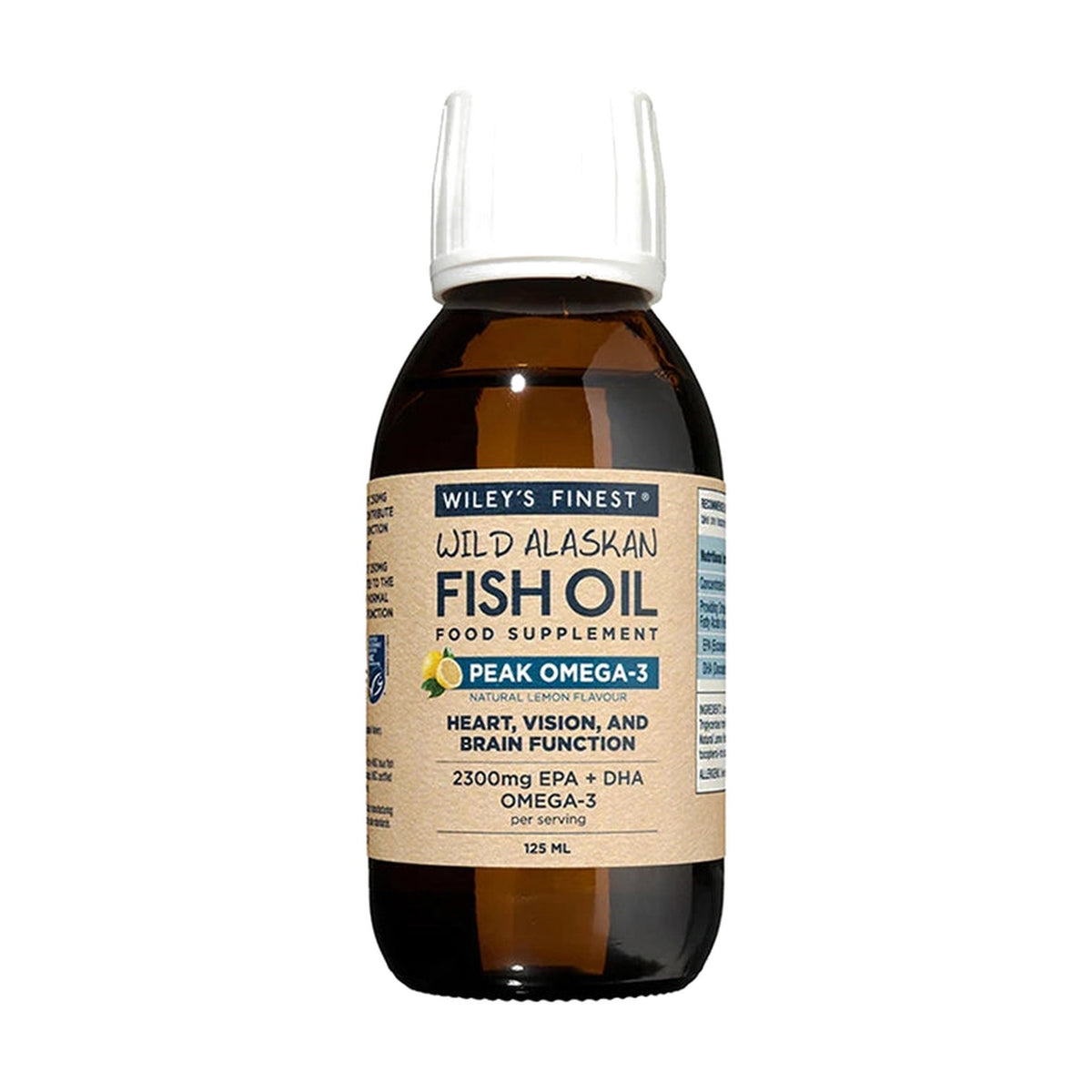 Wiley's Finest Wild Alaskan Fish Oil Peak Omega-3 Liquid, Natural Lemon (125ml) pack