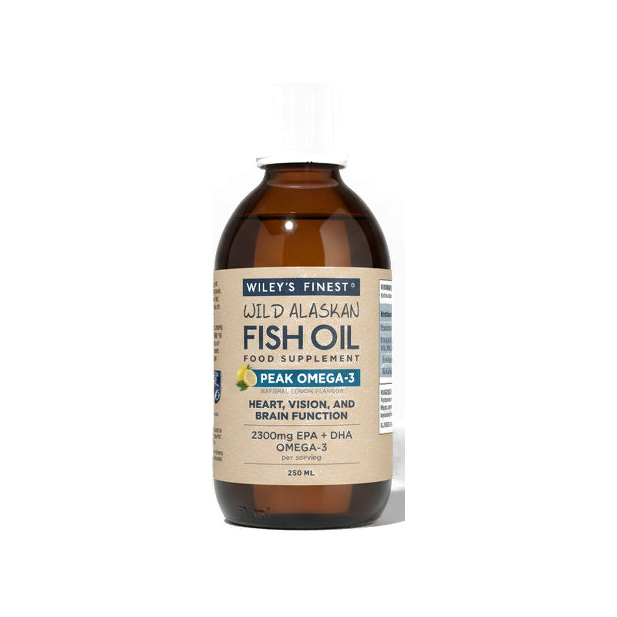 Wiley's Finest Wild Alaskan Fish Oil Peak Omega-3 Liquid, Natural Lemon (250ml) pack